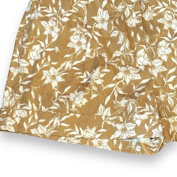 Rag & Bone Floral Ivy Printed Linen Blend Shorts Womens Size 14 Beige Pleats - Picture 3 of 7